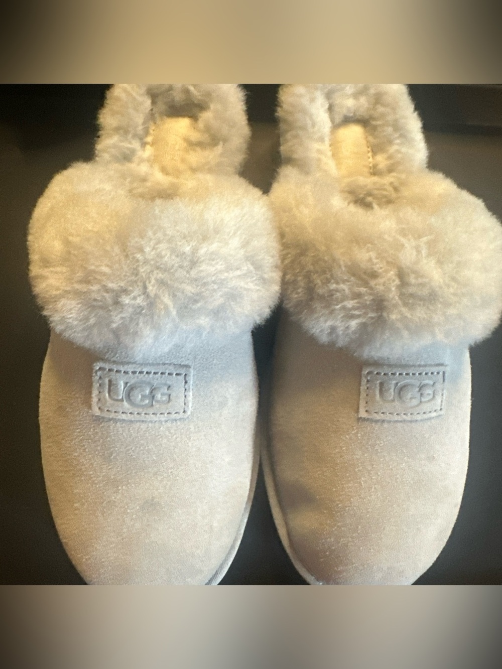 UGG Women’s Cozy Gray Plush Shearling Slippers Sz 10 - Picture 5 of 14
